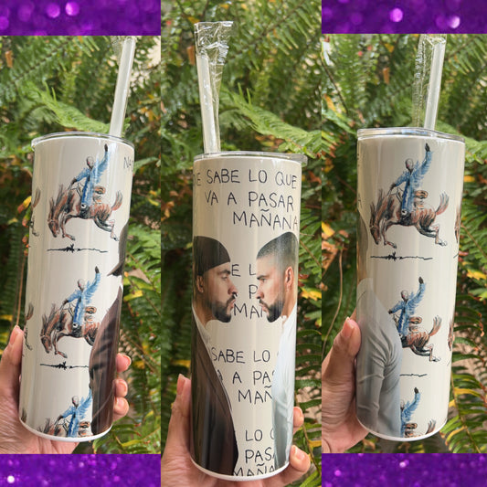 Bad Bunny vs Benito tumbler